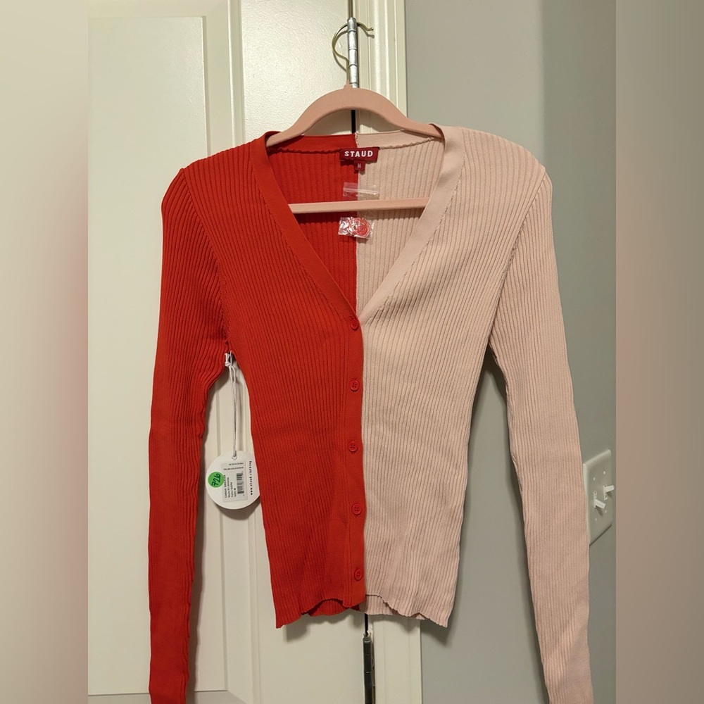 STAUD Two Tone Cardigan NWT Medium - Picture 4 of 8